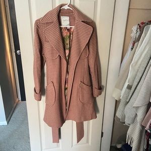 Tracy Reese pink and tan houndstooth coat